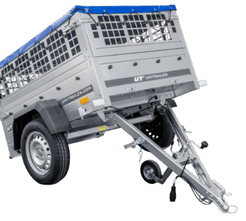 PETITE REMORQUE – GARDEN TRAILER 150 KIPP [AVEC BÂCHE PLATE BLEUE, ROUE JOCKEY ET TIGES DE SUPPORT BÂCHE]