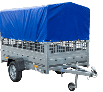 Remorque bâchée  Garden Trailer 230 KIPP avec rehausses grillagées, bâche haute et roue jockey